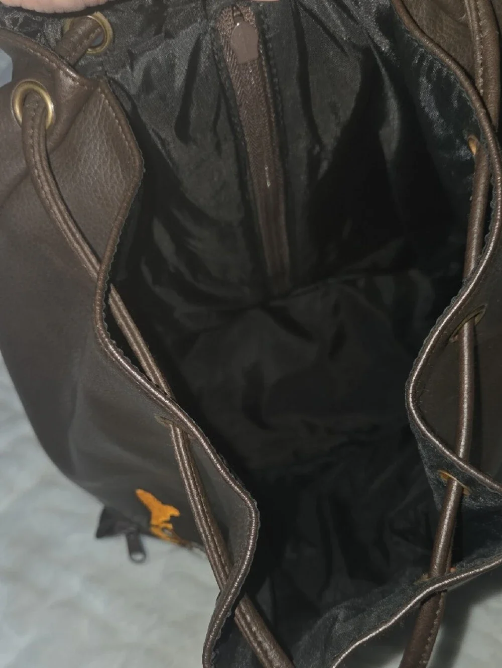 Vintage Winnie the Pooh Embroidered Brown Faux Leather Backpack